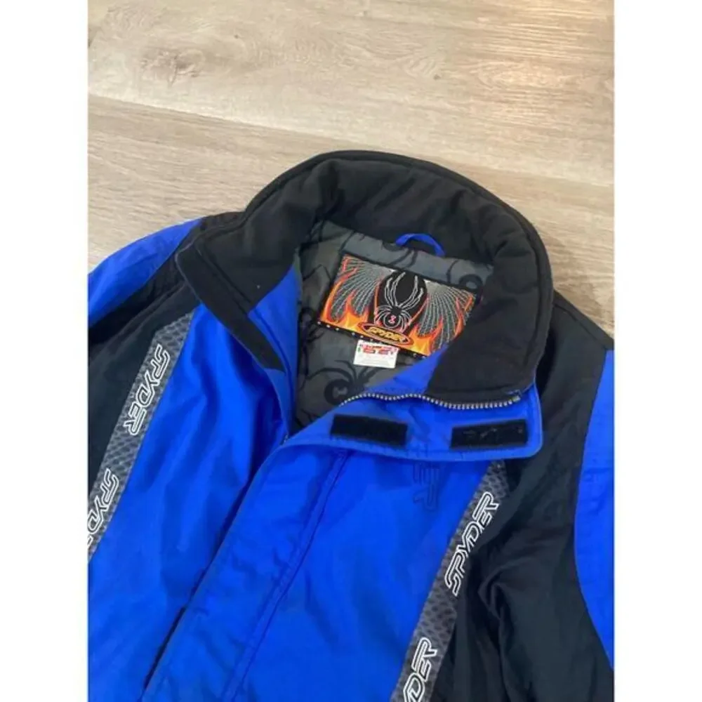 Spyder Boys 18 XL Blue Black Colorblock Puffer Ski Snow Jacket Winter Coat